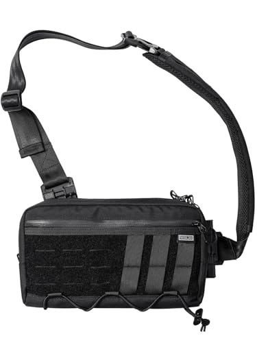 TACTICAL_GEEK Cache L3 EDC Leichter Sling Bag Chest Crossbody Bag, CORDURA Nylon Umhängetasche, Bauchtasche Schultertasche Brusttasche mit Verstellbarer Schultergurt für Reise Schule Wandern, Schwarz von TACTICAL_GEEK