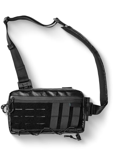 TACTICAL_GEEK Cache L3 EDC Leichter Sling Bag Chest Crossbody Bag, X-pac Umhängetasche, Bauchtasche Schultertasche Brusttasche mit Verstellbarer Schultergurt für Reise Schule Wandern, Schwarz &Orange von TACTICAL_GEEK