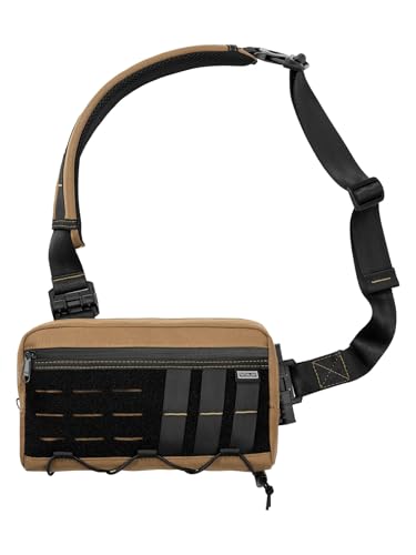 TACTICAL_GEEK Cache L3C EDC Sling Bag Chest Crossbody Bag, 1000D OXFORD CLOTH Umhängetasche, Bauchtasche Schultertasche Brusttasche mit Verstellbarer Schultergurt für Reise Schule Wandern, Coyote Tan von TACTICAL_GEEK