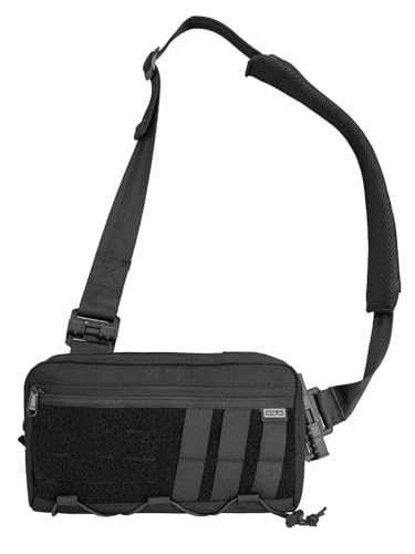 TACTICAL_GEEK Cache L3C EDC Sling Bag Chest Crossbody Bag, 1000D OXFORD CLOTH Umhängetasche, Bauchtasche Schultertasche Brusttasche mit Verstellbarer Schultergurt für Reise Schule Wandern, Schwarz von TACTICAL_GEEK