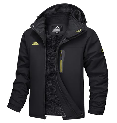 TACVASEN Herren Wasserdicht Winter Skijacke Warme Snowboardjacke Outdoorjacke Gefüttert Winterjacke (M, Schwarz) von TACVASEN