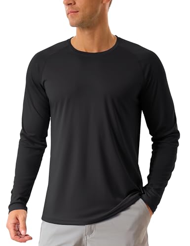 TACVASEN Herren UPF 50+ UV Shirt Sonnenschutz Langarm T-Shirt Outdoor Wandershirt Surf Laufen Angeln, Schwarz, XL von TACVASEN