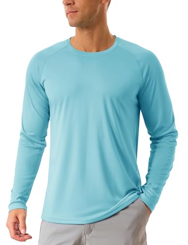 TACVASEN Herren Joggingshirts UV-Shirts Trainingsshirts Laufen Langarm Sportshirts für Sommer Outdoor, Blau See, S von TACVASEN