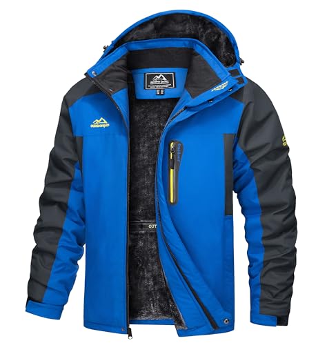 TACVASEN Herren Wasserdicht Winter Skijacke Warme Snowboardjacke Outdoorjacke Gefüttert Winterjacke (XL, Blau) von TACVASEN