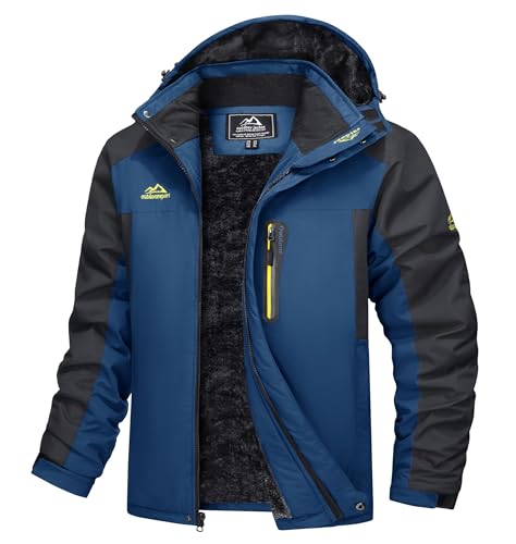 TACVASEN Herren Warme Skijacke Gefütterte Winterjacke Wasserabweisende mit Abnehmbarer Kapuzen (XXL, Denim Blau) TACVASEN Herren Warme Skijacke Gefütterte Winterjacke Wasserabweisende mit Abnehmbarer Kapuzen (XXL, Denim Blau) von TACVASEN