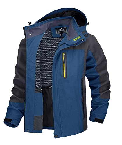 TACVASEN Softshelljacke Herren Wasserdicht Windjacke Leicht Regenjacke Fahrrad Übergangsjacke Outdoorjacke Trekkingjacke Atmungsaktiv Funktionsjacke Outdoor Wanderjacke (S, Denim Blau) von TACVASEN