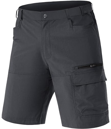 TACVASEN Herren Bermuda Shorts Sommer Halblang Shorts Outdoor Wanderhose Kurz Hose Cargohose Taschen Elastisch Arbeitshose, Dunkelgrau, 36 von TACVASEN