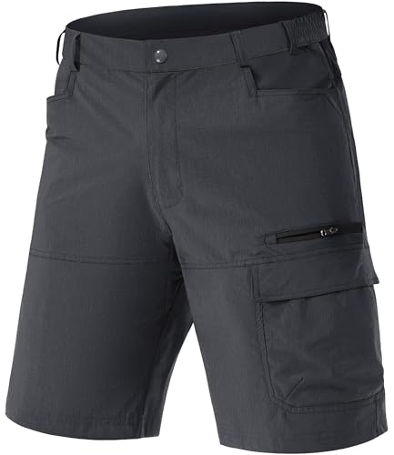 TACVASEN Bermuda Shorts Herren Sommer Halblang Outdoor Wanderhose Kurz Hose Cargohose Taschen Elastisch Arbeitshose (34, Dunkelgrau) von TACVASEN