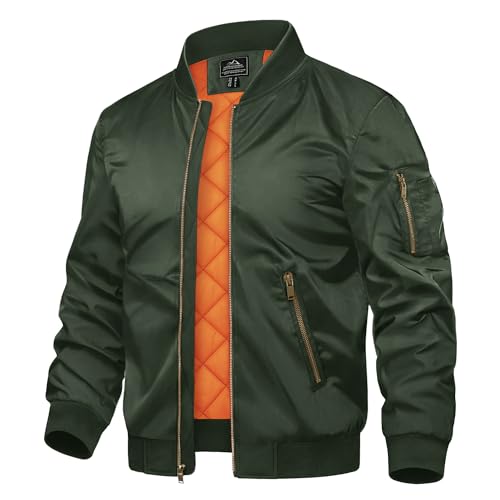 TACVASEN Herren Winddicht Bomberjacke Sportjacke Sweat Blouson Freizeitjacken Übergangsjacke mit Reißverschluss (S, Armeegrün) TACVASEN Herren Winddicht Bomberjacke Sportjacke Sweat Blouson Freizeitjacken Übergangsjacke mit Reißverschluss (S, Armeegrün) von TACVASEN