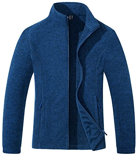 TACVASEN Damen Fleecejacke Wandern Outdoorjacke Damenjacke Leichte Joggingjacke Winter Full Zip für Frauen (L, Mittelblau) von TACVASEN