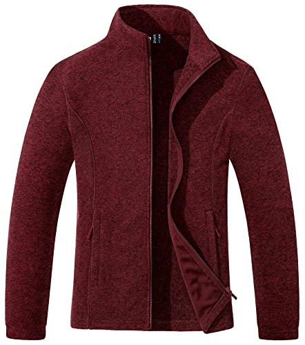 TACVASEN Damen Winterjacke Fleece Jacke Übergangsjacke Innenjacke Weich Full Zip für Outdoor und Freizeit (M, Weinrot) von TACVASEN