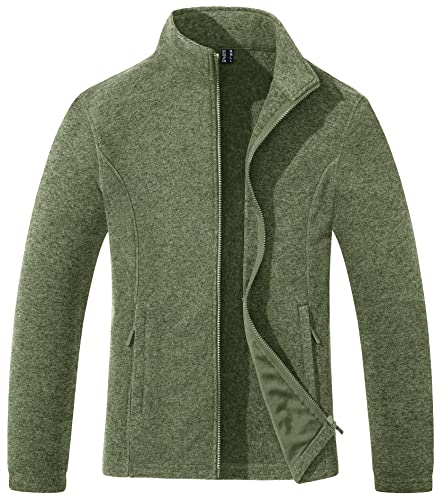 TACVASEN Damen Langarm Jacket Winterjacke Gefüttert Fleecejacke Outdoorjacke Übergangsjacke mit Taschen (XXL, Armeegrün) von TACVASEN