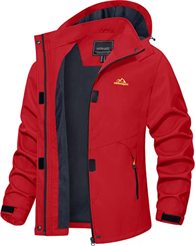 TACVASEN Damen Outdoor Jacke Damenjacke Atmungsaktiv Wasserabweisende Jacket, Rot von TACVASEN