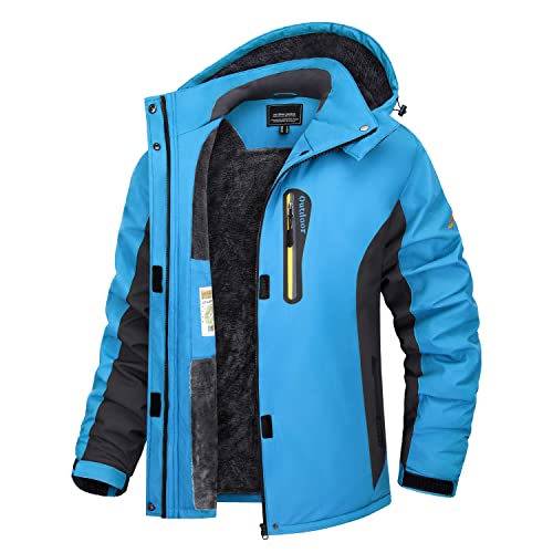 TACVASEN Damen Snowboardjacke Winter Wandern Übergangsjacke Arbeitsjacke Hiking Outdoor Jacken Gefüttert mit Kapuze und Taschen (M, Blau) von TACVASEN