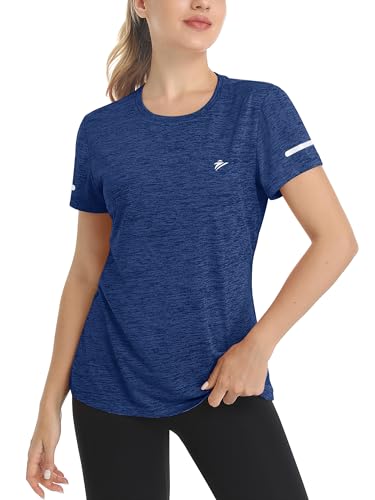 TACVASEN Damen Sport Tops Schnelltrocknend Fitness Shirts Elastische Basic Damenshirts Leichte Sommer T-Shirt, Königsblau, S von TACVASEN