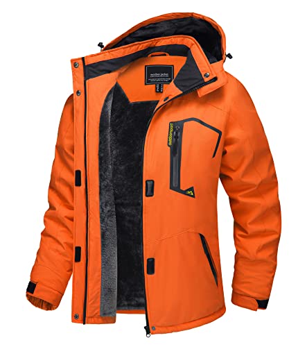 TACVASEN Damen Übergangsjacke Warm Winterjacke Gefüttert Wanderjacke Ski Jacket mit Wasserdichtem Reißverschluss, Orange, M von TACVASEN