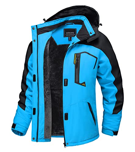 TACVASEN Damen Wandern Winterjacke Winddicht Wasserabweisend Regenjacke Ski Jacke Wetterjacke Trekking Camping Übergangsjack, Blau-schwarz, XL von TACVASEN