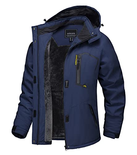 TACVASEN Damen Wasserdicht Fleece-Futter Winterjacke Arbeitsjacke Rahrradjacke Innenfutter Funktionsjacke Regen Coat Windbreaker, Marineblau, L von TACVASEN