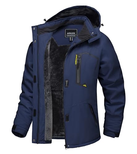 TACVASEN Damen Wasserdicht Fleece-Futter Winterjacke Arbeitsjacke Rahrradjacke Innenfutter Funktionsjacke Regen Coat Winddicht, Marineblau, S von TACVASEN