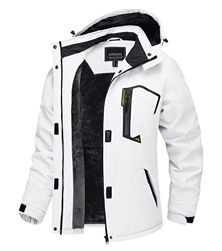 TACVASEN Damen Winddicht Rengenjacke Atmungsaktiv Fleece Winter Wanderjacke Funktion Freizeitjacke Camping White Women Jacket, Weiß, S von TACVASEN