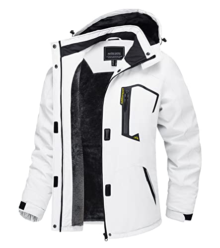 TACVASEN Damen Winddicht Rengenjacke Atmungsaktiv Fleece Winter Wanderjacke Funktion Freizeitjacke Camping White Women Jacket, Weiß, XL von TACVASEN