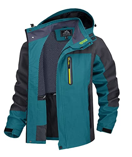 TACVASEN Windjacke Herren Leicht Arbeitsjacke Softshelljacke Winter Wanderjacke Wasserdicht Camping Jacke Übergangsjacke Angeljacke Softshell Jagdjacke (XL, See Blau) von TACVASEN