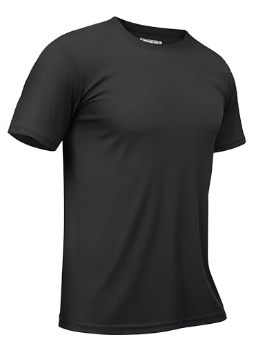 TACVASEN Funktionsshirt Herren UPF 50+ Sportshirt Kurzarm Atmungsaktiv Schnelltrocknendes Tshirt Sommer, Schwarz, XXL von TACVASEN