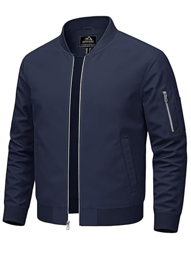 TACVASEN Jacke Herren Sommerjacke Leichte Dünn Bomber Jacke Übergangsjacke Collegejacke Fliegerjacke für Frühling Herbst Windjacke Navy M von TACVASEN