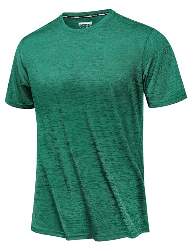 TACVASEN Sport Tshirts Herren Laufshirt Herren Kurzarm Sportshirt Quick Dry Funktionsshirt Sommer Laufshirt Leicht Kurzarm Wandershirt (M, Smaragdgrün) von TACVASEN