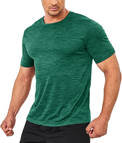 TACVASEN Herren Activewear T-Shirts Leichte Atmungsaktive Running Tops Crewneck Kurzarm Workout Fitness Athletic Shirt, Smaragdgrün, S von TACVASEN