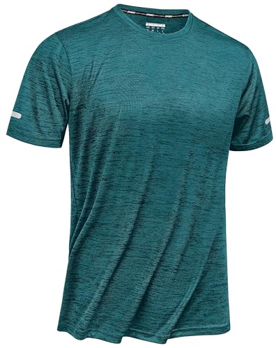 TACVASEN Herren Atmungsaktiv Laufshirts Sommer Sportshirt Lässige T-Shirts Schnell Trocknend Activewear-T-Shirts, Waldgrün, M von TACVASEN