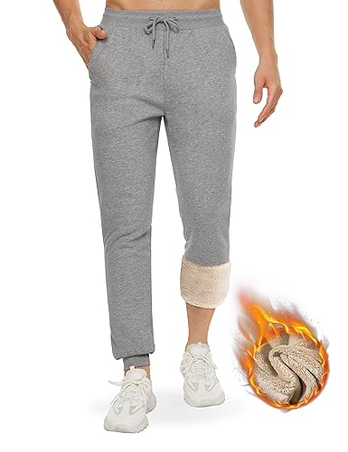 TACVASEN Herren Atmungsaktiv Traininghose Sweat Sporthose Herrenhose Gefütterte Jogger Hose Training Fitness Casual Streetwear, Hellgrau, 38 von TACVASEN