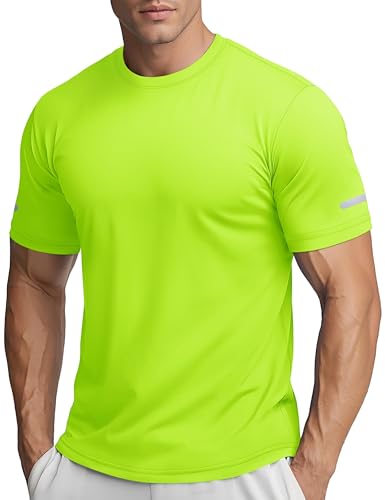 TACVASEN Herren Atmungsaktive Tshirts Laufshirts Outdoor Funktionsshirts mit Reflektierender Streifen UPF 50+ Schwimmshirt Trainingsshirt Knallgrün, L TACVASEN Herren Atmungsaktive Tshirts Laufshirts Outdoor Funktionsshirts mit Reflektierender Streifen UPF 50+ Schwimmshirt Trainingsshirt Knallgrün, L von TACVASEN
