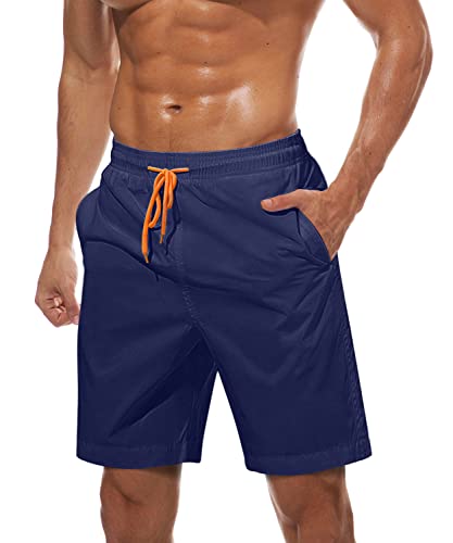 TACVASEN Herren Sommer Badeshorts Schnell Trocknend Swimming Trunks Beach Shorts mit Taschen, Navy Blau, EU S von TACVASEN