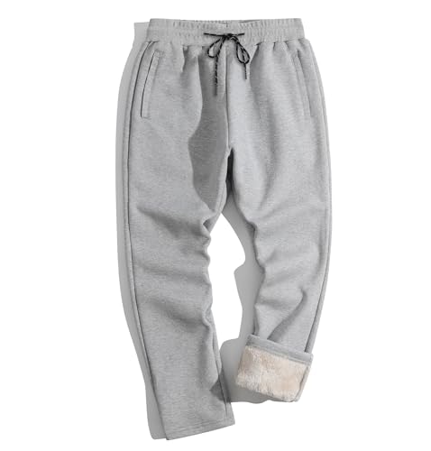 TACVASEN Herren Winter Gefütterte Baumwolle Freizeithose Sportlich Lange Activewear-Hosen (40, Hellgrau) von TACVASEN