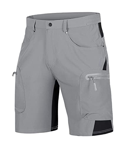 TACVASEN Wanderhose Herren Sommer Shorts Leicht Outdoor Hose Schnelltrocknend Atmungsaktiv Trekkinghose, Hellgrau, 34 von TACVASEN