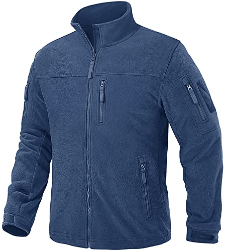 TACVASEN Herren Fleecejacke Military Fleece Army Jacket Warm Jacke Winter für Outdoor (XXL, Königsblau) von TACVASEN