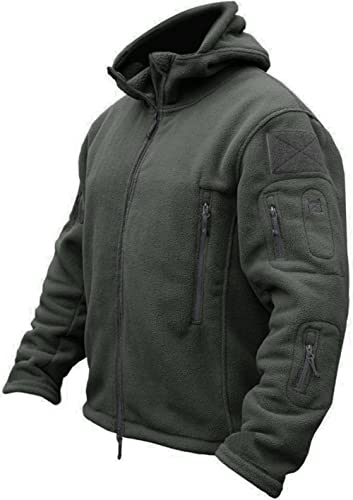 TACVASEN Herren Fleecejacke Military Outdoor Winddichte Jacke mit Kapuze- Gr. XL, Grau von TACVASEN