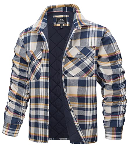 TACVASEN Herren Karierte Hemdjacke Warm Flanellhemd Holzfällerhemd Thermohemd Jacke (M, Gelb) von TACVASEN