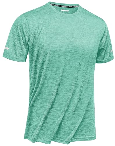 TACVASEN Funktionsshirt Herren Kurzarm Freizeitshirts Quick Dry Slim Fit Yoga Shirts Casual Bodybuilding Tops, Hellgrün, 3XL von TACVASEN