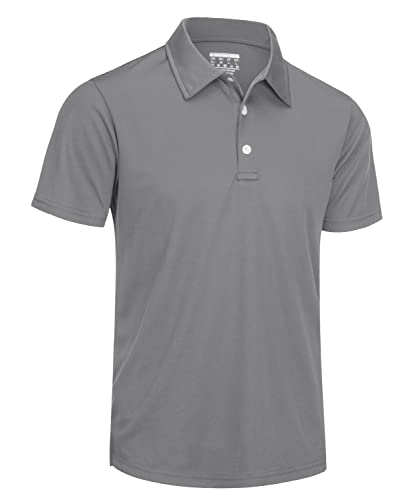 TACVASEN Herren Golf Shirts Schnelltrocknend Tshirts Atmungsaktiv Sommer Komfortable Kurzarm Funktionsshirts (3XL, Hellgrau) von TACVASEN