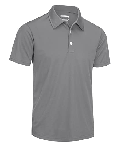 TACVASEN Herren Golf Shirts Schnelltrocknend Tshirts Atmungsaktiv Sommer Komfortable Kurzarm Funktionsshirts (XXL, Hellgrau) von TACVASEN