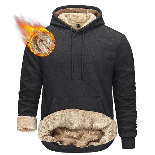 TACVASEN Herren Klassisch Sweat Hoodie Kapuzenjacke Gefüttert Winterjacke Lässiger Pullover mit Kapuze, Dunkelgrau, L von TACVASEN