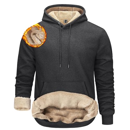 TACVASEN Herren Klassisch Sweat Hoodie Kapuzenjacke Gefüttert Winterjacke Lässiger Pullover mit Kapuze, Dunkelgrau, XXL von TACVASEN