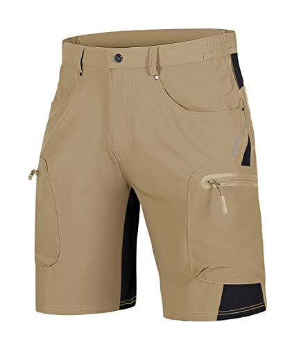 TACVASEN Kurz Hose Herren Leicht Schnelltrocknend Wanderhose Bermuda Shorts Stretch Kletterhose Angeln Shorts, Khaki, 32 von TACVASEN