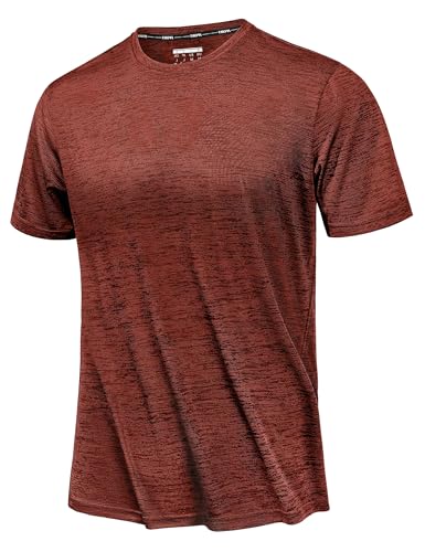 TACVASEN Herren Sport T-Shirts Atmungsaktiv Sommer Laufshirt für Männer Leichte Funktionsshirt Laufen, Wandern, Radfahren, Training (3XL, Dunkelorange) von TACVASEN