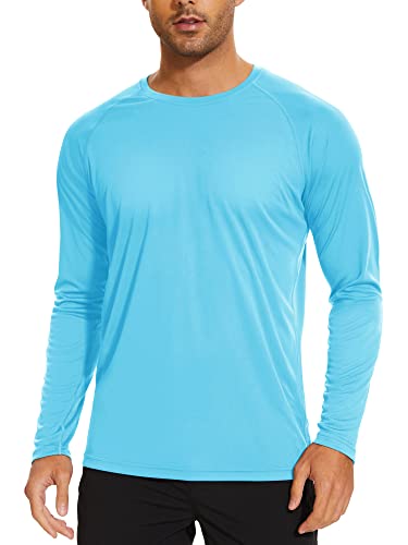 TACVASEN Herren UPF 50+ UV Sonnenschutz Langarmshirt Outdoor Langarm T-Shirt Rashguard, Gletscherblau, XL von TACVASEN