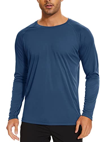 TACVASEN Herren UPF 50+ UV Sonnenschutz Langarmshirt Outdoor Langarm T-Shirt Rashguard, Indigo, XL von TACVASEN