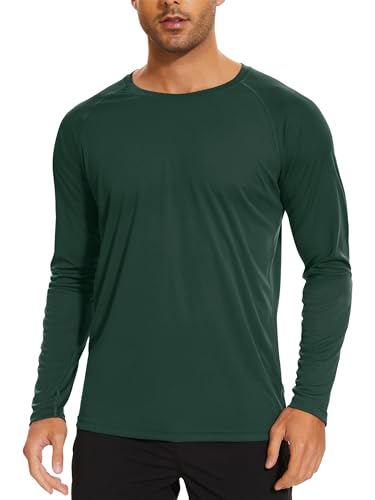 TACVASEN Herren UPF 50+ UV Sonnenschutz Langarmshirt Outdoor Langarm T-Shirt Rashguard, Rasengrün, L von TACVASEN