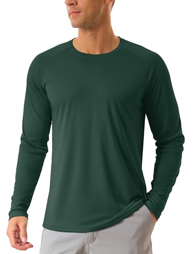 TACVASEN Herren UPF 50+ UV Sonnenschutz Langarmshirt Outdoor Langarm T-Shirt Rashguard, Rasengrün, XXL von TACVASEN